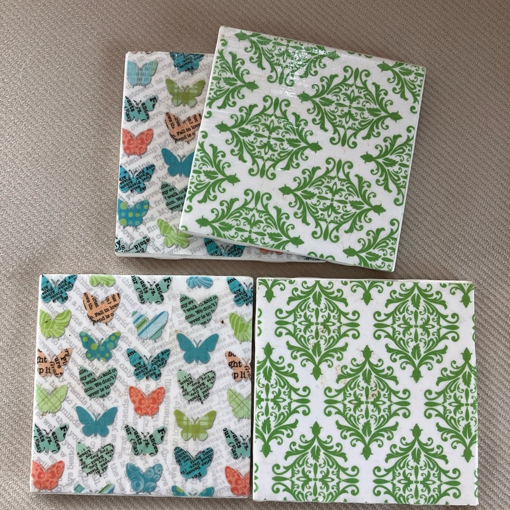 Green and Multicolor Decorative Coasters